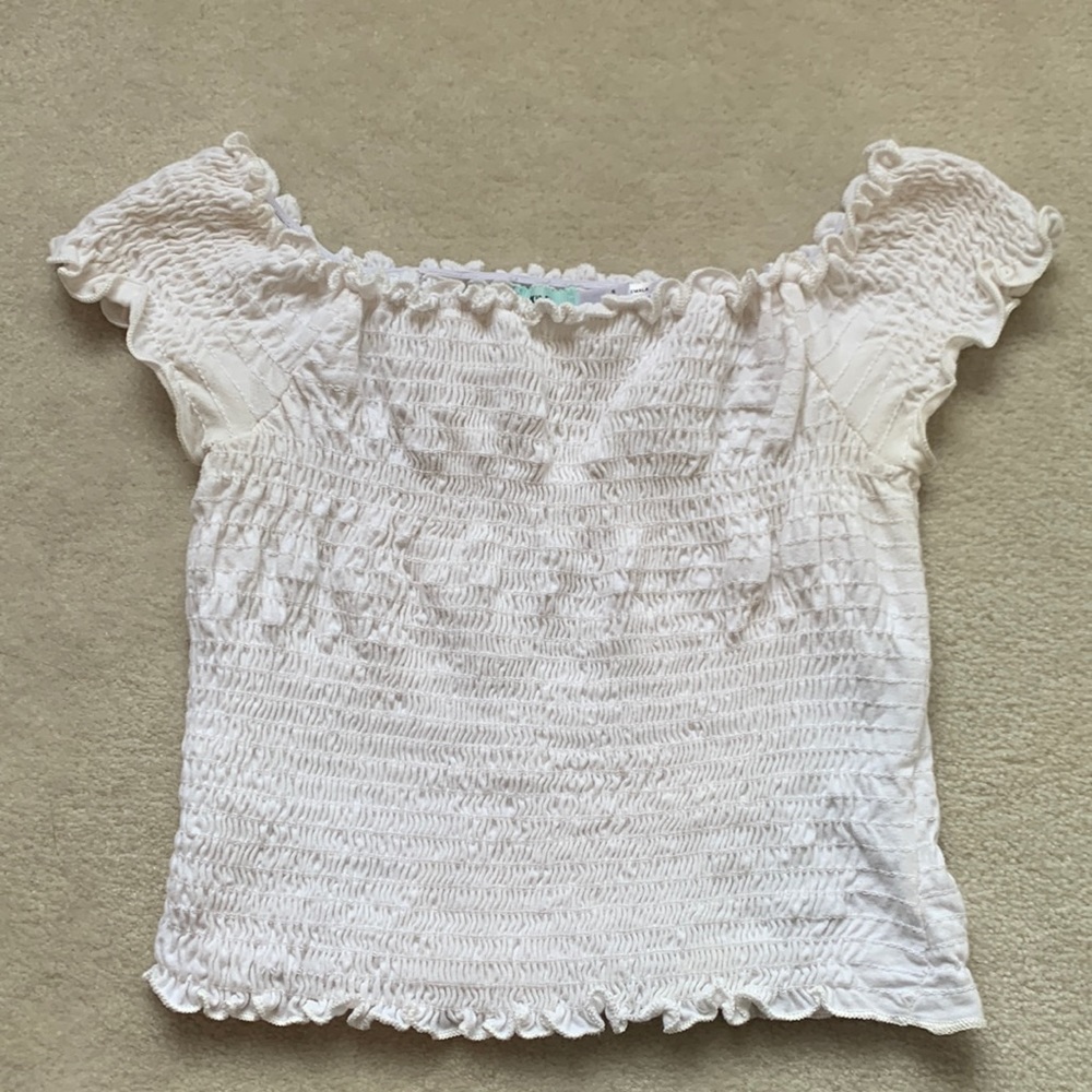 White smocked cropped top